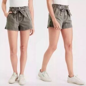 American Eagle Green Highest Rise Paperbag Waist Mom Shorts